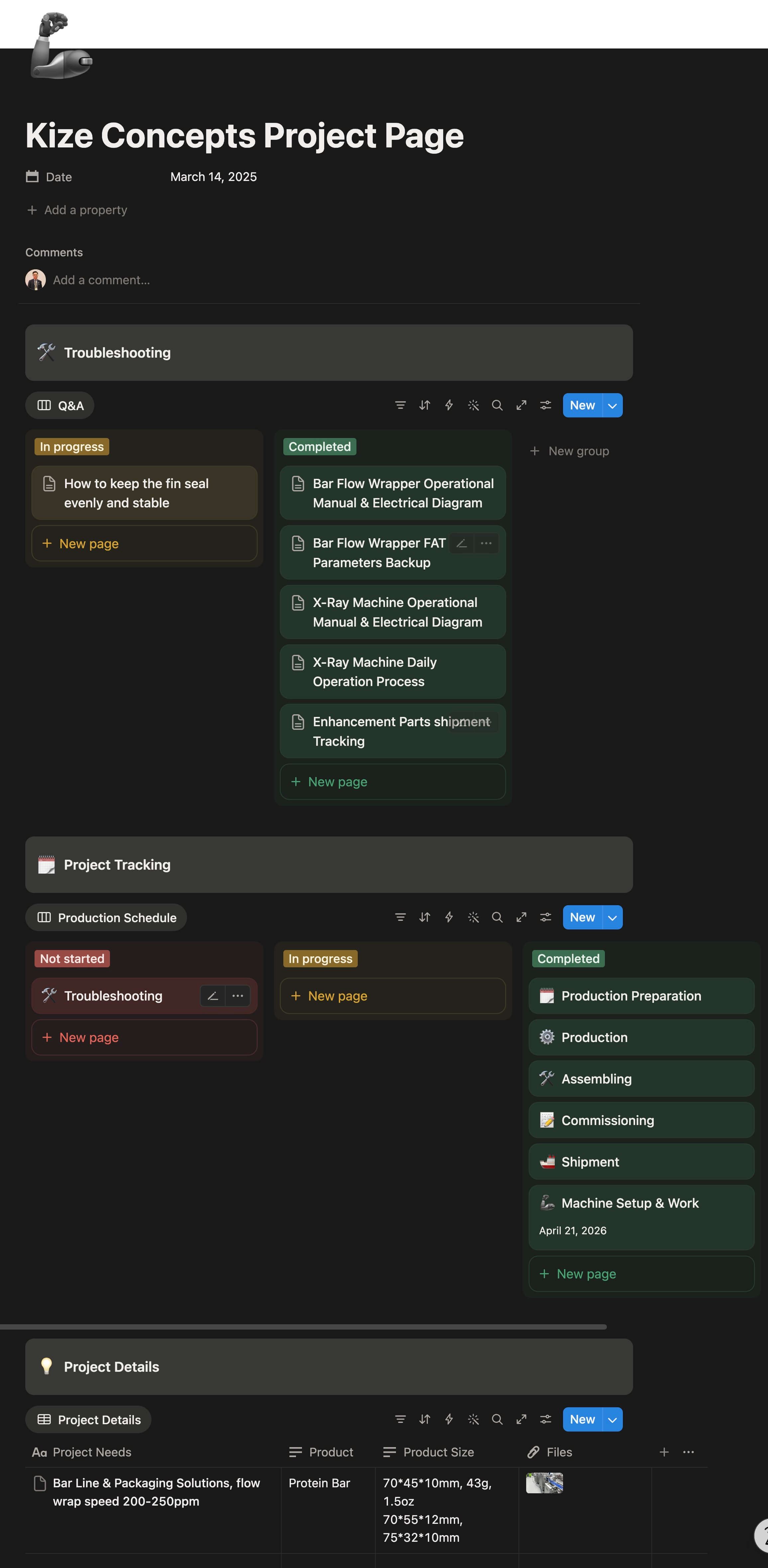 Live customer project portal
